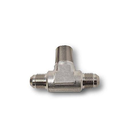 6 AN Male Tee with 3/8" NPT Male on Side Endura Finish