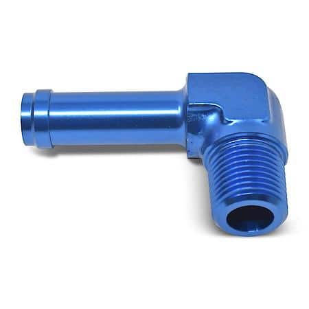 3/8" NPT Male To 1/2" Hose Barb 90 Degree Blue Anodized