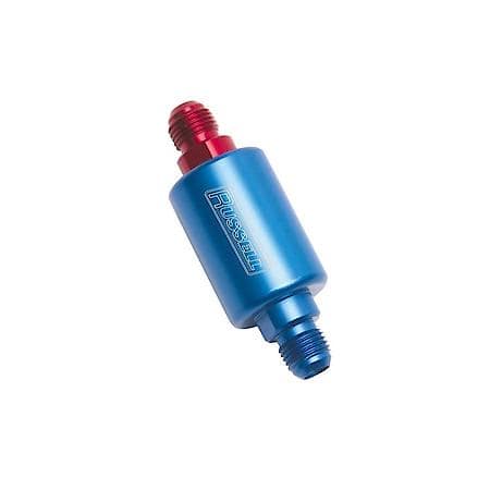 3" Length, 6AN Male Inlet/Outlet Fuel Filters With Red/Blue Finish