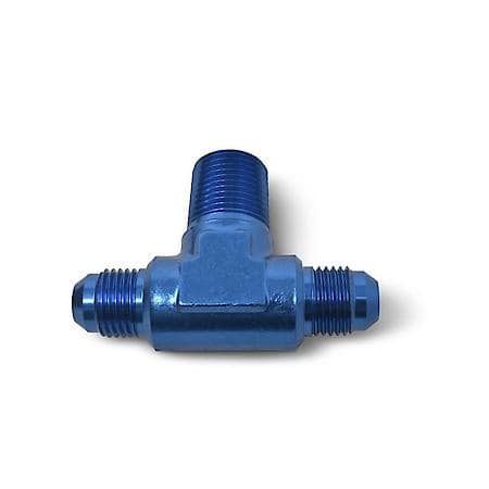 3 AN Male Tee with 1/8" NPT Male on Side Blue Anodized