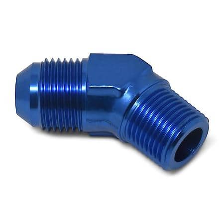 4 AN Male 45 Degree To 1/4" NPT Male Adapter Blue Anodized