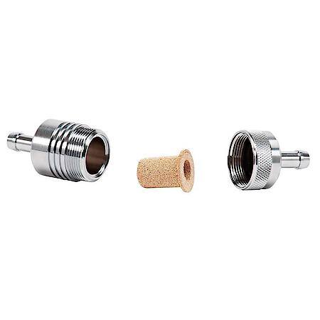 3" Length, 1-1/8" O.D., 5/16" In/Out Aluminum Street Fuel Filter, Chrome Finish