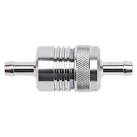 3" Length, 1-1/8" O.D., 5/16" In/Out Aluminum Street Fuel Filter, Chrome Finish