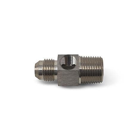 6 AN Male To 3/8" NPT Male Fuel PSI Adapter with 1/8" NPT Port Endura Finish
