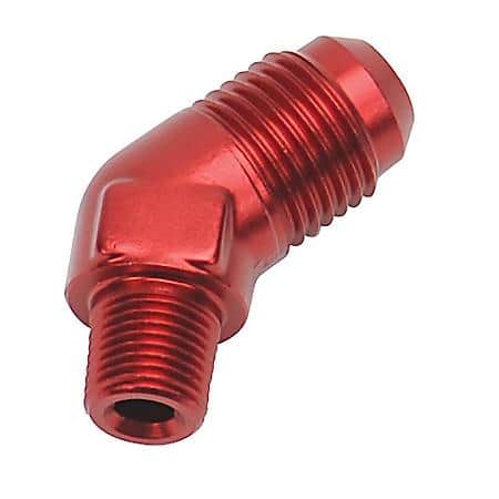 6 AN Male 45 Deg To 1/8" NPT Male Adapter Red Anodized