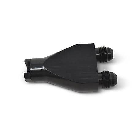 6 AN Male To 6 AN Male To 3/8" SAE Quick Disconnect FeMale Y-Block Adapter Black Anodized