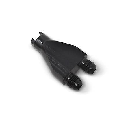 6 AN Male To 6 AN Male To 3/8" SAE Quick Disconnect FeMale Y-Block Adapter Black Anodized