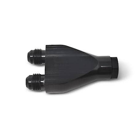 6 AN Male To 6 AN Male To 3/8" SAE Quick Disconnect FeMale Y-Block Adapter Black Anodized