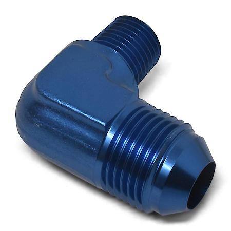 4 AN Male 90 Degree To 1/4" NPT Male Adapter Blue Anodized