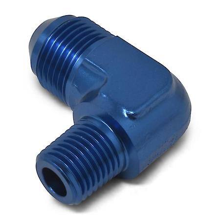 4 AN Male 90 Degree To 1/4" NPT Male Adapter Blue Anodized