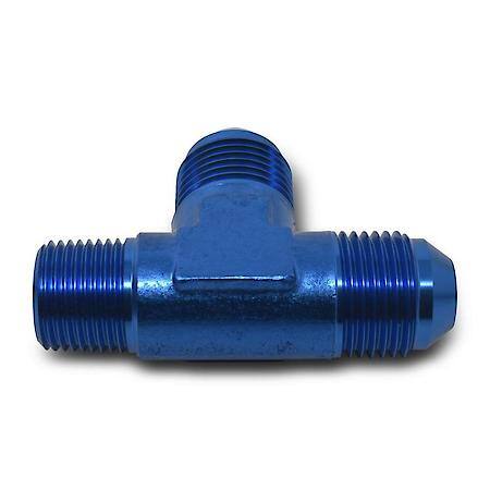 4 AN Male Tee with 1/8" NPT Male on Run Blue Anodized