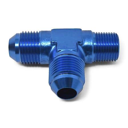 4 AN Male Tee with 1/8" NPT Male on Run Blue Anodized