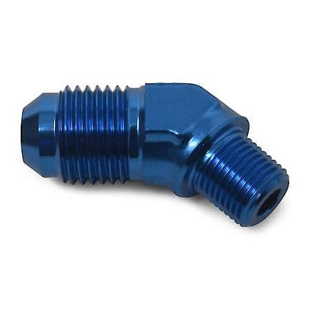 6 AN Male 45 Deg To 1/8" NPT Male Adapter Blue Anodized