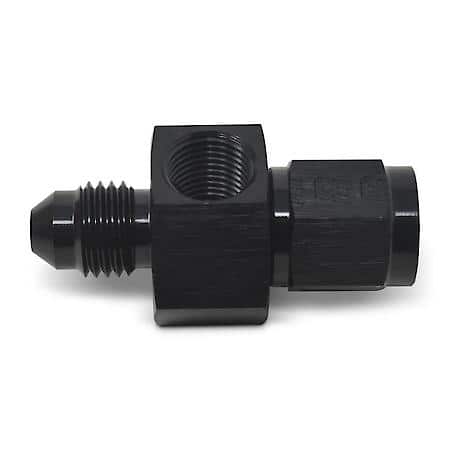-4 AN Male To FeMale Fuel PSI Adapter with 1/8" NPT Port Black Anodized