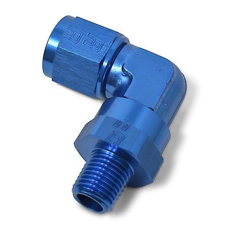 0AN Flare Female To 1/2" NPT Male 90 Degree Swivel Fitting With Blue Finish