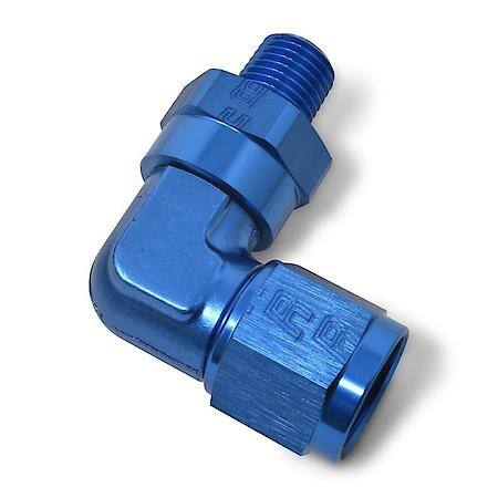 0AN Flare Female To 1/2" NPT Male 90 Degree Swivel Fitting With Blue Finish