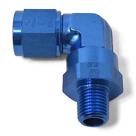 0AN Flare Female To 1/2" NPT Male 90 Degree Swivel Fitting With Blue Finish
