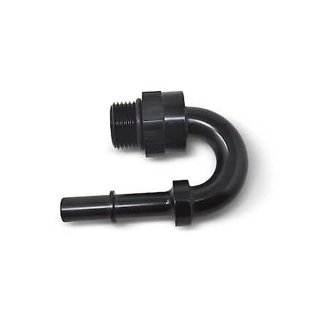 6 ORB Male 180 Deg To 3/8 SAE Quick Disconnect Male Adapter Black Anodized