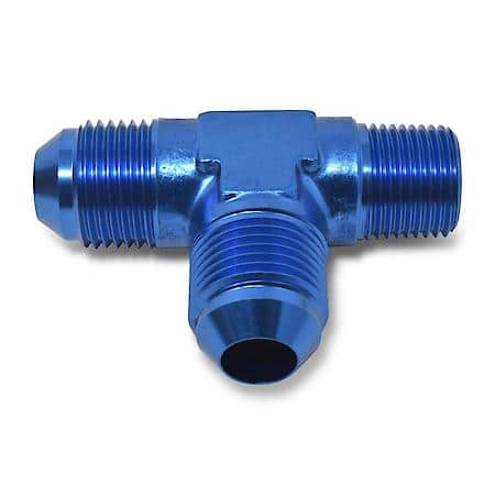 12 AN Male Tee with 3/4" NPT Male on Run Blue Anodized
