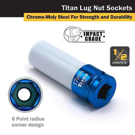 Lug Nut Socket - 1/2" Drive, 17Mm, Non-Marring, 6 Point