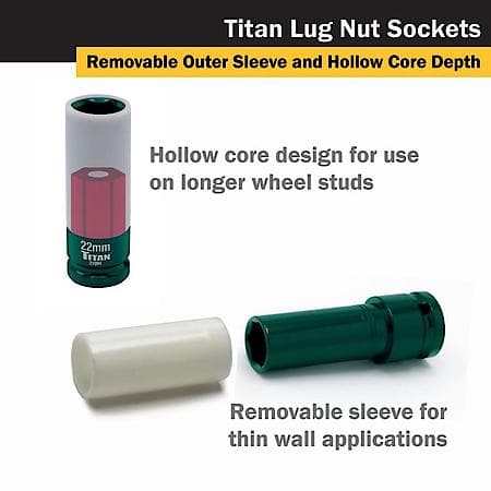 Lug Nut Socket - 1/2" Drive, 22 Mm, Non-Marring, 6 Point
