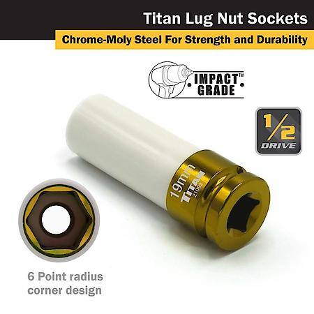 Lug Nut Socket - 1/2" Drive, 19 Mm, Non-Marring, 6 Point