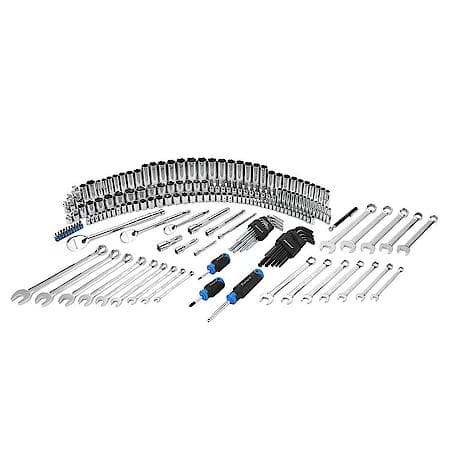 Mechanics Tool Set: 90┬┐Tooth Ratchets, 1/4 to 1/2 in. Drive Range, 190┬┐Piece