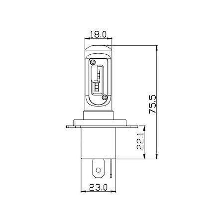 Fog Light Bulb: H4, LED, 18 Watt, Fog Beam, 6000 Lumens, 6500K Light Color Temperature, Set Of 2