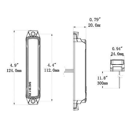 Warning Light Assembly: 4.9" Length x 0.79" Width x 0.94" Height, Mini Bar, Surface Mount