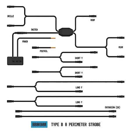 Warning Light Wiring: Used With Type A Perimeter Strobe Lights And Mini Bar Lights, 12VDC, 15 Amp