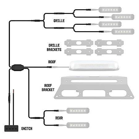 Warning Light Wiring: Used With Type A Perimeter Strobe And Mini Bar Lights, 12 Volt DC