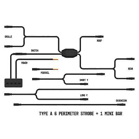 Warning Light Wiring: Used With Type A Perimeter Strobe And Mini Bar Lights, 12 Volt DC