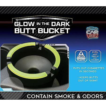 Car Ashtray: Glow in the Dark Cigarette Butt Bucket, Fits Most Cupholders