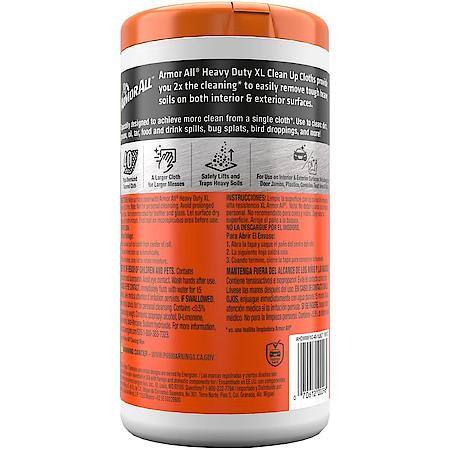 Armor All Heavy Duty XL Cleaning Wipes, 40ct: Targets tough grime, dirt, oil, and grease build up