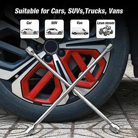 16 in Universal HD 4-Way Cross Lug Wrench (11/16", 3/4", 13/16", 7/8")
