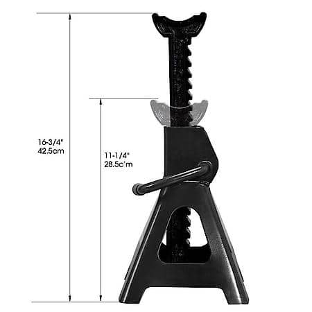 Steel Jack Stands: 3 Ton (6,000 lb) Capacity, Black, 1 Pair