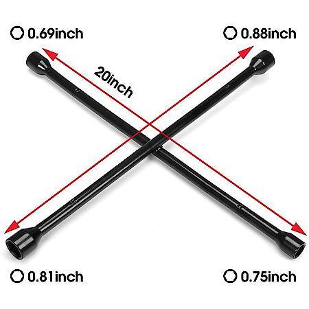 Professional 20 inch Universal Heavy Duty 4-Way Cross Lug Wrench, Black