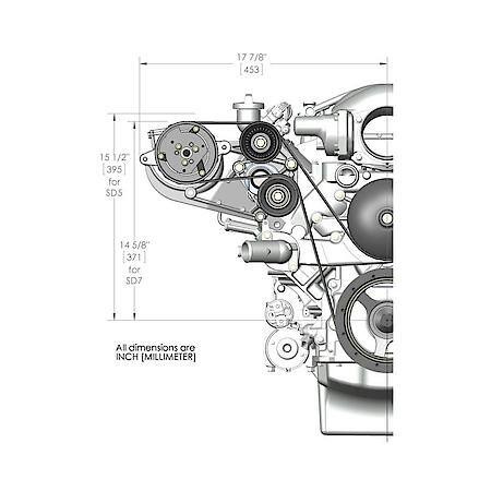 LS High-Mount A/C Accessory Drive Bracket - Fits Sanden SD508 or SD7 Comp.
