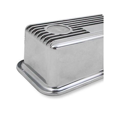 M/T Valve Covers - Vintage Style - Finned - SBC - Polished