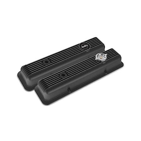 Valve Covers - Muscle Series - Finned - SBC - Satin Black Machined