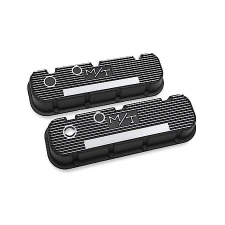 M/T Valve Covers - Vintage Style - Finned - BBC - Satin Black