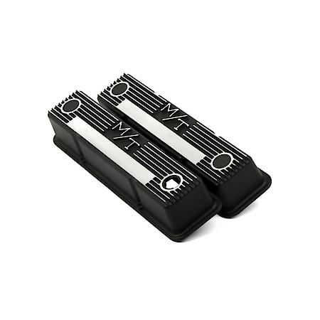 M/T Valve Covers - Vintage Style - Finned - SBC - Satin Black