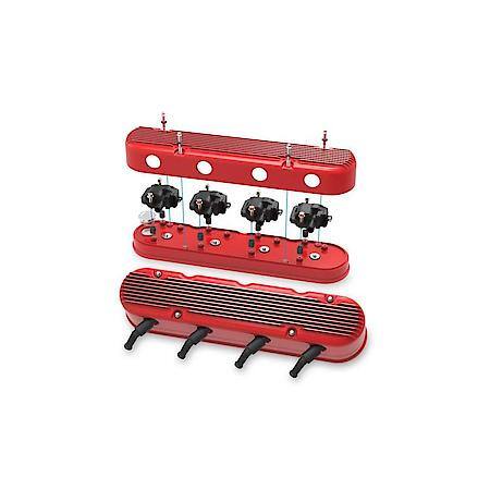 2-Piece Finned Valve Cover - Gen III/IV LS - Gloss Red Machined