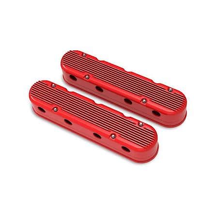 2-Piece Finned Valve Cover - Gen III/IV LS - Gloss Red Machined