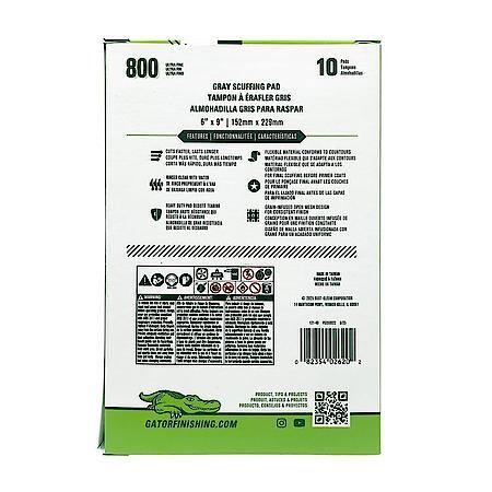 6 x 9-in Scuff Pad, 10 Pack, 800 Grit, Aluminum Oxide