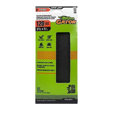 Wet/Dry Sanding Sheets,120 Grit, Very Fine, 5 Pack