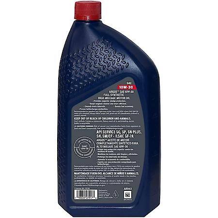 High Mileage 10W-30 Full Synthetic Motor Oil: Reduces Oil Consumption, 1 Quart