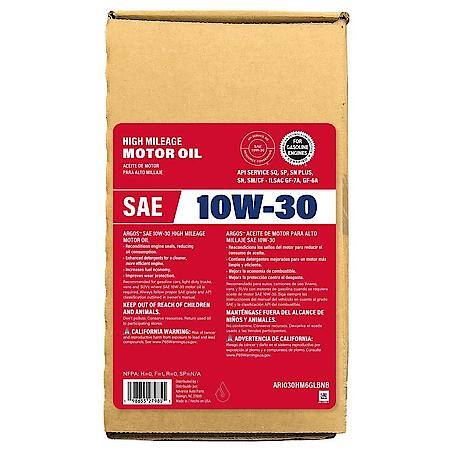 High Mileage 10W-30 Conventional Motor Oil: Reduces Oil Consumption, 6 Gallon Box