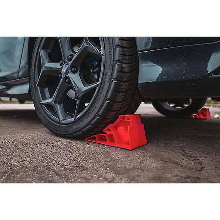 Heavy-Duty Black Wheel Chocks: Added Stability for Vehicle Ramps, Set of 2