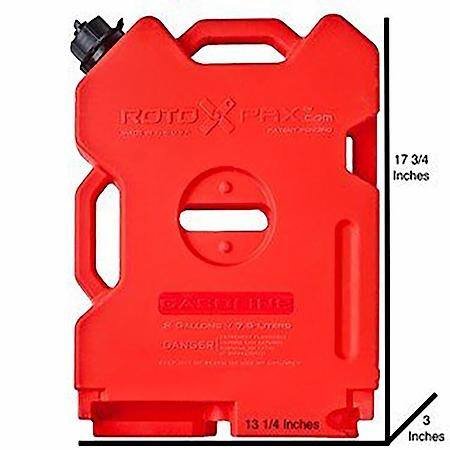 Fuel Can, Red, 2 Gallon, Bolt-On/Free Standing, Formulated Plastic EPA & CARB Compliant